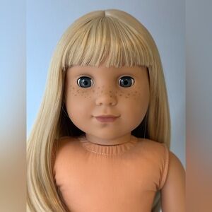 American Girl Doll Custom Kaya Mold Gray Eyes Blonde Hair Freckles OOAK